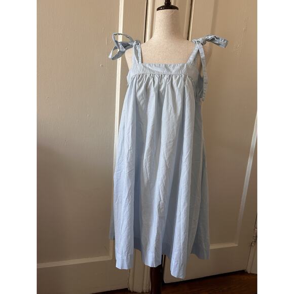 Piyama Light Blue Cotton Babydoll Dress With Tie Tank Top Straps | M - Picture 1 of 5